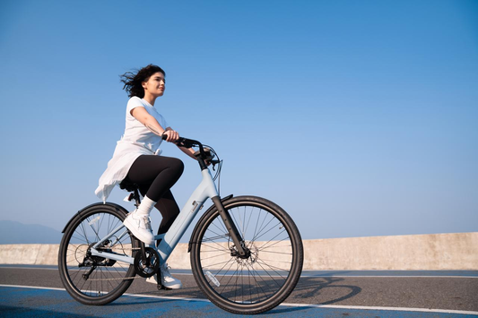 a woman ride ebike