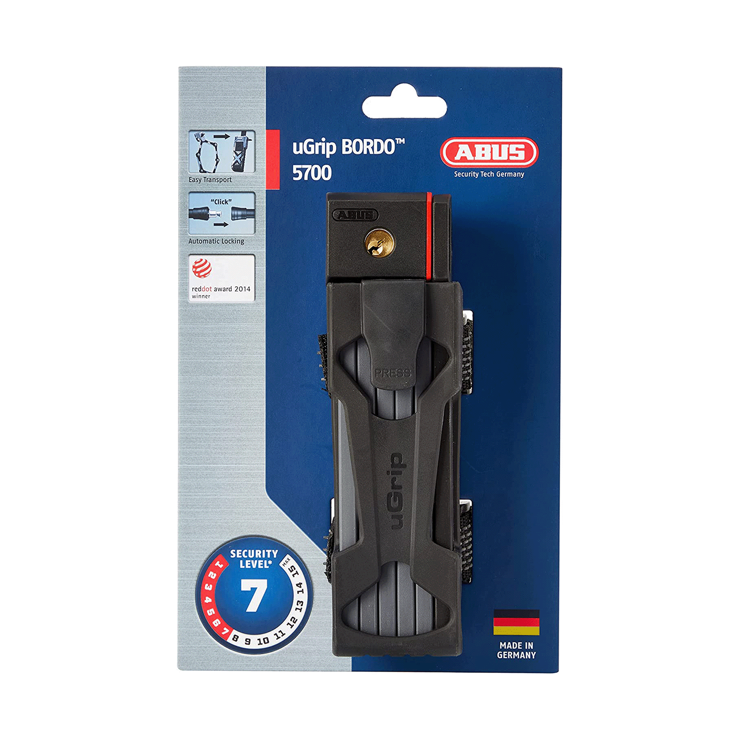 ABUS uGrip Bordo 5700 foldable e-bike lock - security level 7