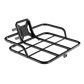 black front cargo rack designed for e - bikes, shown alone.