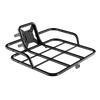 black front cargo rack designed for e - bikes, shown alone.