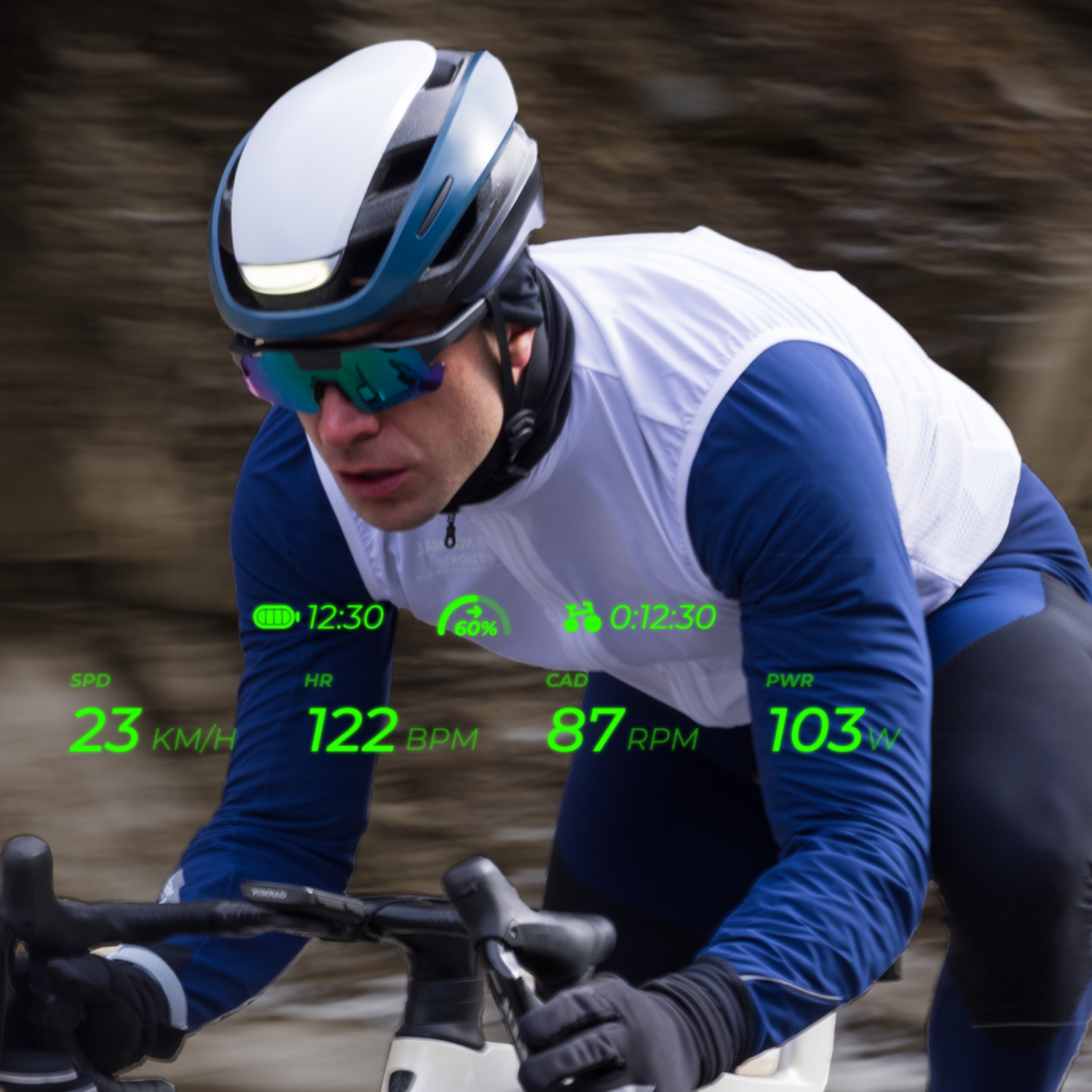 bike helmet with built in glasses ZENITH HUD Glasses