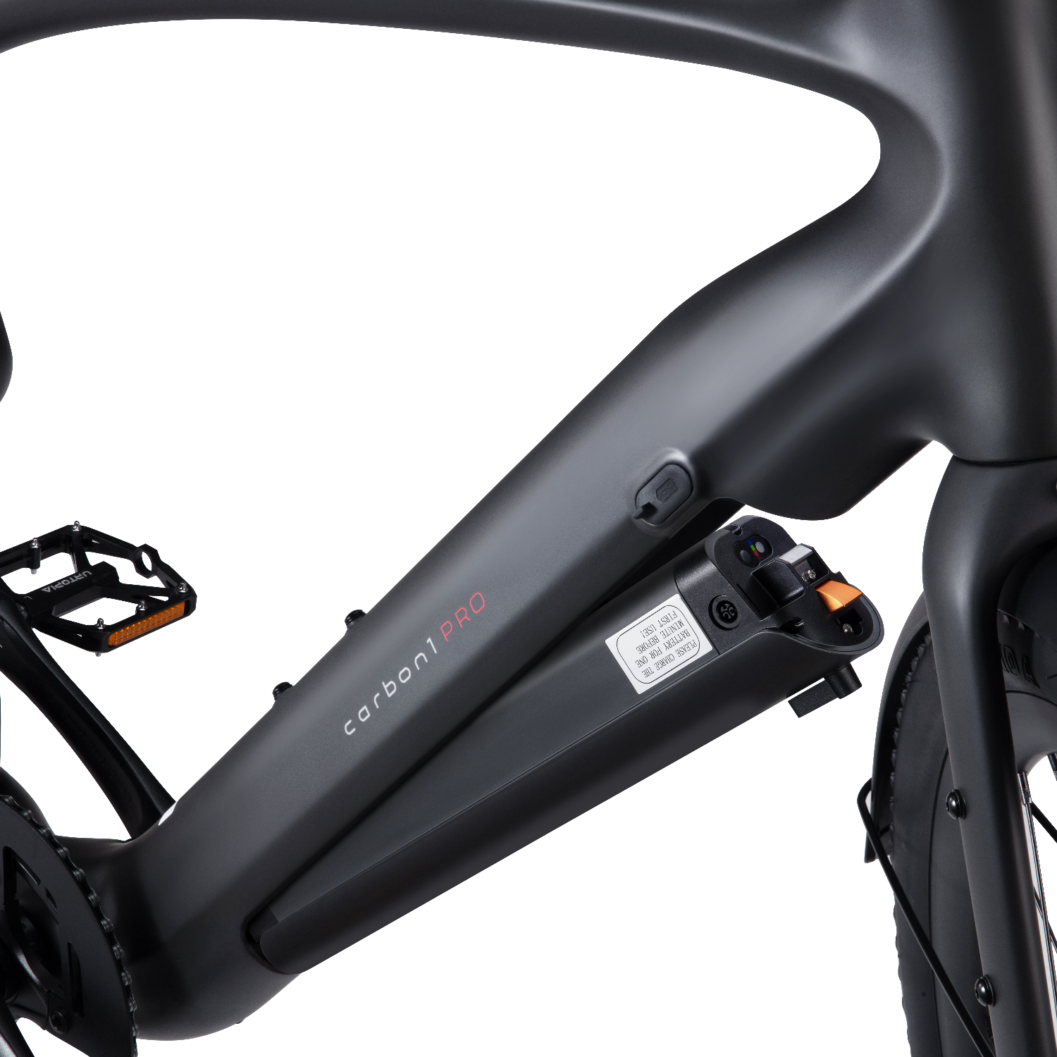 Urtopia Carbon 1 Pro e-bike battery and frame details