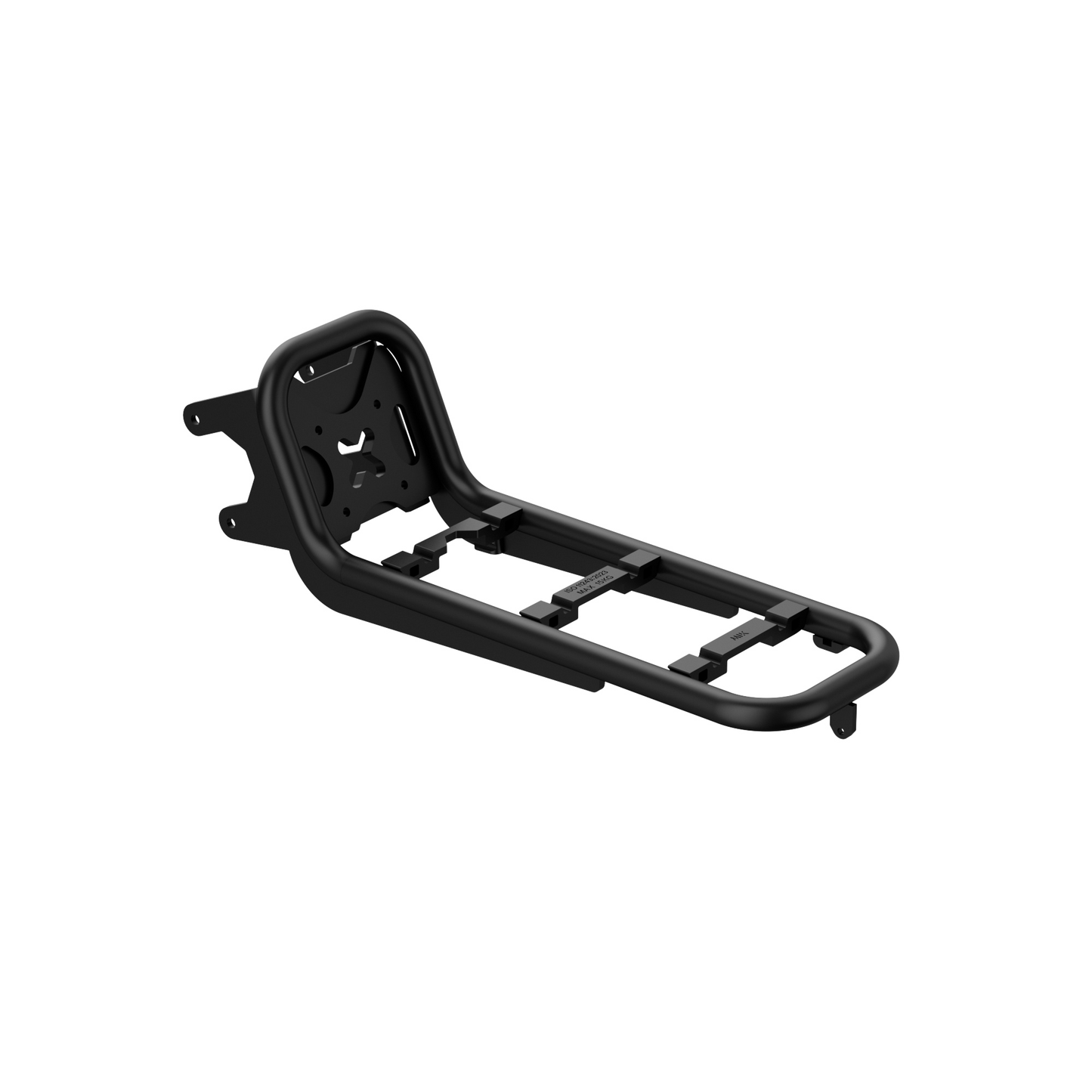 MIK front rack on Urtopia Atom e-bike, three-quarter front view. Lightweight front cargo rack with MIK snap-on mounting system, designed to blend seamlessly with Atom's minimalist carbon frame. Load capacity up to 15 kg.
