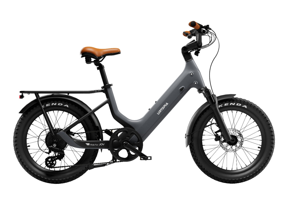 A sleek black Lightweight Fat Tire eBike-Joy Carbon, ideal for cargo & commuting.