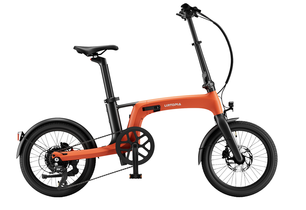 Orange folding e-bike